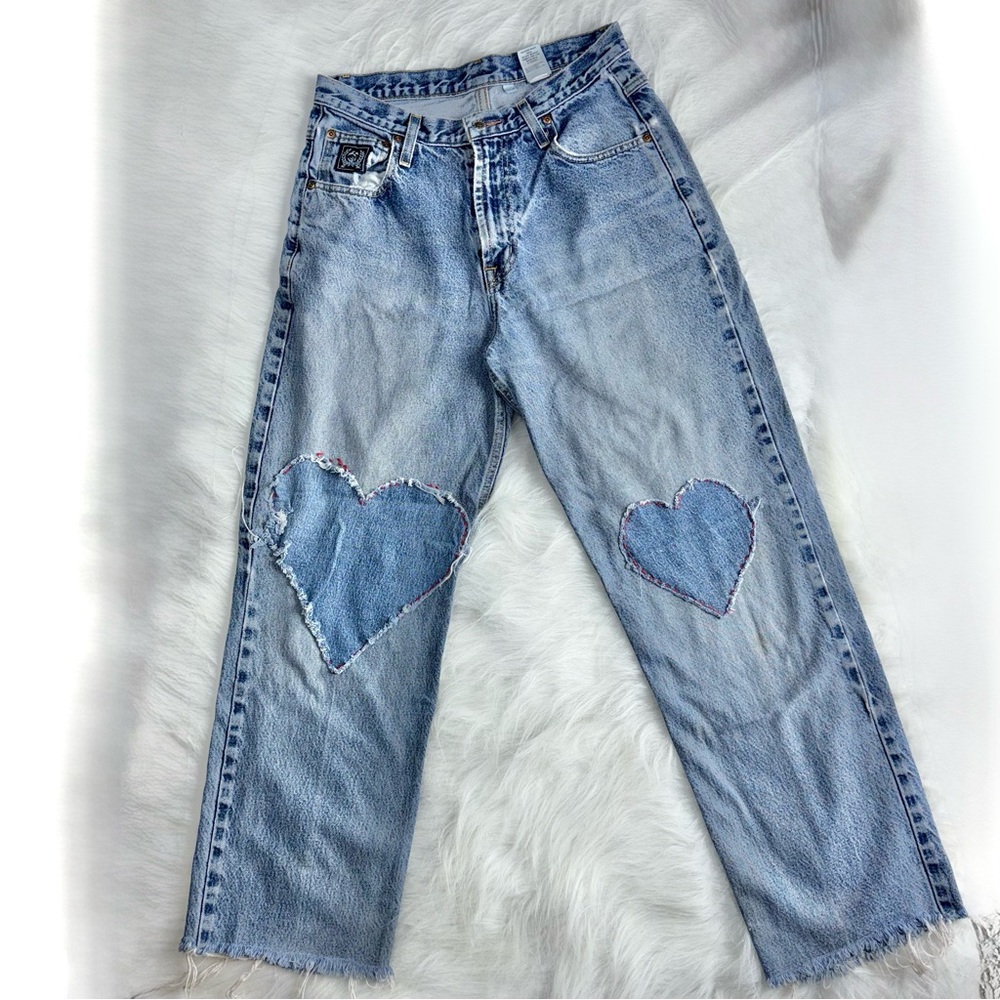 Cinch Men’s 30x36 Jeans Custom Denim Heart Patch Light Wash Western Cowboy